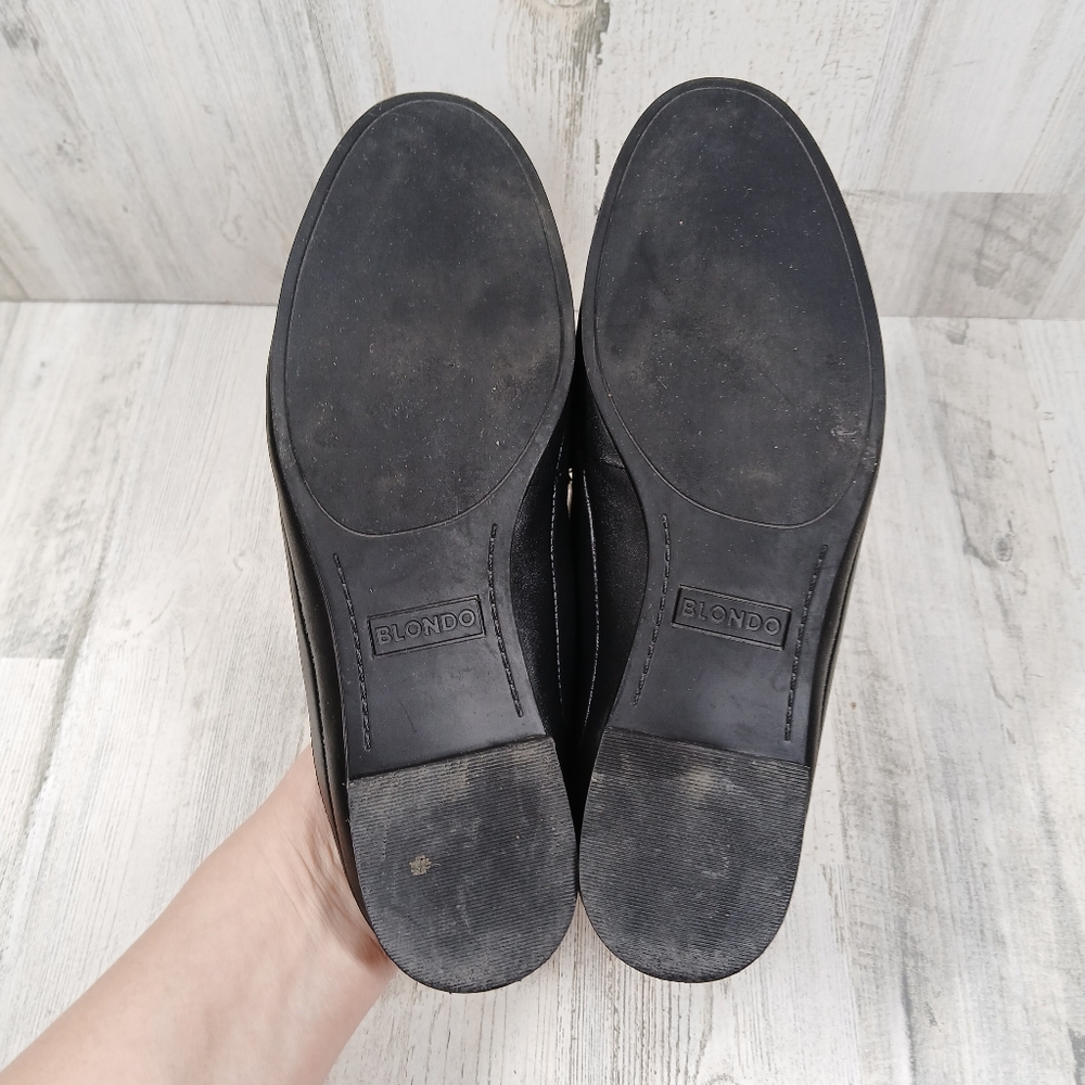 Blondo Bryce Women's Black Leather Mules with Gold Chain #1013 - Picture 9 of 11